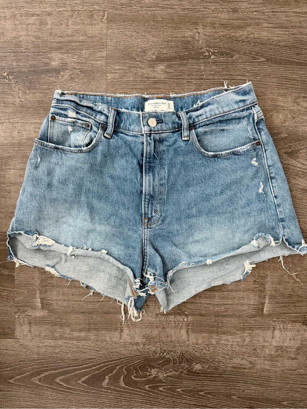 Abercrombie & Fitch Light Blue Distressed Denim Shorts